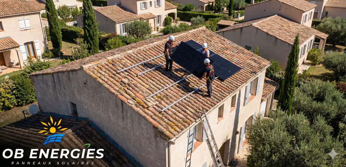 Techniciens OB Energies assurant la maintenance et le SAV de panneaux solaires